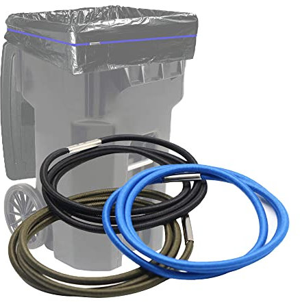 Lot de 3 bandes de poubelles de 190,7 à 240,6 litres, caoutchouc extra large pour grands sacs poubelle, robustes et durables en noir, bleu et