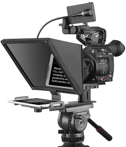 Desview - T12 Teleprompter - 12,5 inch - HD Glass - Liftable Teleprompter with Remote Control - For DSLR, Camcorders, iPad - Autocue