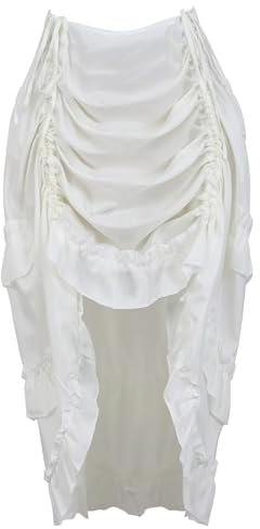 Rock Damen Steampunk Röcke Übergrößen Spitze Asymmetrische High Low Vintage Mittelalter Kleidung Burleske Weiß S