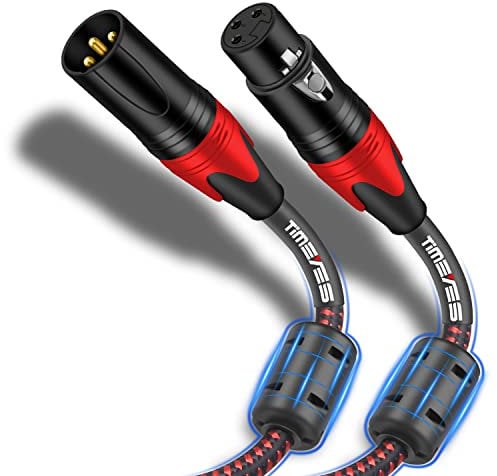 TIMEYES XLR Mic Cable 6M - 3-Pin Male to Female Mike Cord - Balanced Snake for Mixing Boards - 20'' Speaker Audio Patch