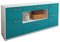 Lqliving Kommode Sideboard Fabiola, Korpus in Weiss matt, Front im trendigem Türkis (180x79x35cm), inkl. Metall Griffen, Made in Germany