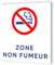 DECOHO - Panneau interdit de fumer - Signalétique Dibond Blanc - Pictogramme bleu - 20x20 cm, 3 mm, fixation multiple - Blanc