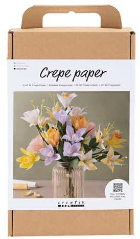 Craft Kit - Crepe Paper Kit with 180% Stretch - Make Your Own Bouquet of Flowers - Easter Colours - Sustainable, Pollen-Free Bouquet - Advanced Level