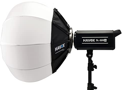HAVOX - SL-220XS Softbox Lanterna - Luce continua 220 W Photo Video 5600 K - CRI97+ / TLCI97+ / Montatura Bowens - Illuminazione studio fotografico video professionale con display digitale