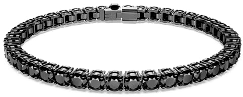 Swarovski Tennis Armband, Rund, Weiss, Rhodiniert