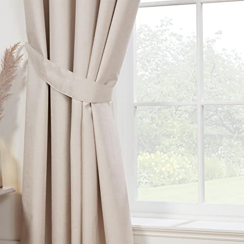 Sundour Eclipse Blackout Pencil Pleat Curtains Natural Beige 46x72 Fully Lined Curtain Pair