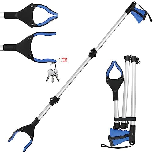 Awsuc 108cm Pince Ramasse Objet pour Personnes gées et Handicapés Aimants, Outils de Ramassage Pince Telescopique Rotative pour Attraper Les Objets, Pince Ramasse Dechets