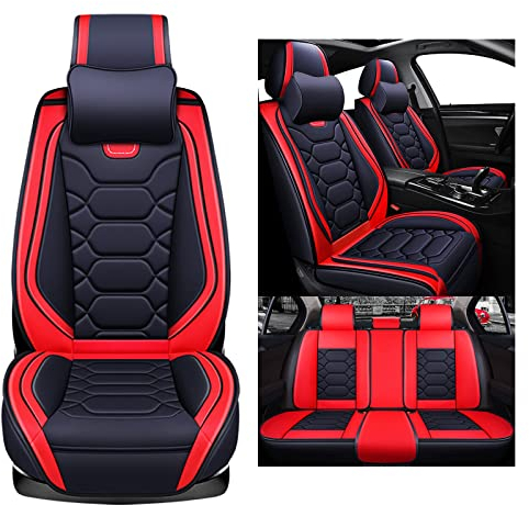 nenyan Autositzbezüge Komplett Set Universal in Premium Design | Schonbezüge für die Vordersitze & Rückbank | Auto Sitzbezüge Airbag Geeignet | Wasserdicht Sitzbezug - Rot