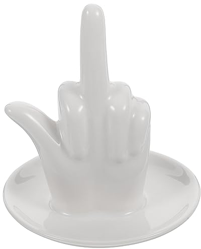 Abaodam Hand Ring Holder Jewelry Dish, Hand Ring Holder Ceramic Middle Finger Jewelry Tray Hand Jewelry Display Stand for Bracelet Ring Watch Key Organizer White Hand Ring Holder Dish Jewelry Holder