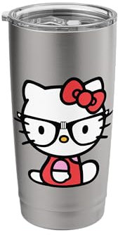 Hello Kitty Nerd Glasses - Vaso aislado de acero inoxidable rojo