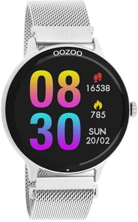 Oozoo - Vielseitige Smartwatch Herren mit 20mm Mesharmband | Fitnesstracker mit Pulsmesser, Schrittzähler & Schlafmonitoring | Smartwatch rund IOS & Android kompatibel | 33mm Touchscreen | IP67