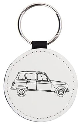 La Ruotante Porte-clés rond adapté pour les voitures r4 vintage vintage, Blanc, Taille Unique