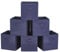 WEBEASY Foldable Storage Cube Basket Bin, Set of 6, 28 x 28 x 28 cm (Navy)