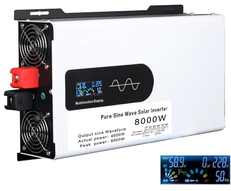 guoyjmm Convertisseur 12V 24V vers 220V Pur Sinus Onduleur Transformateur,2500W 3000W 4000W pour Panneau Solaire,Voiture Camping Voyage, 2 Prises AC et Affichage à LED,12V-4000W