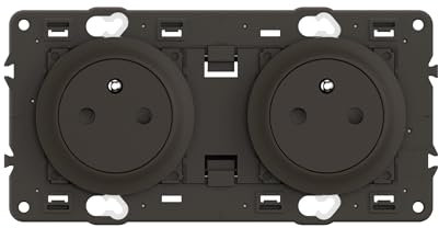 LEGRAND - Prise Electrique Double avec Terre Céliane Surface Confort - Prise Affleurante avec Socle Rétractable - Noir - A compléter avec une plaque