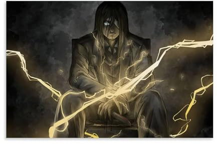 MNABSO Attack on Titan Eren Yeager Black And White Art Poster Dekorative Malerei Leinwand Wandkunst Wohnzimmer Poster Schlafzimmer Malerei 08x12inch(20x30cm)