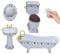 Puppenhaus Badezimmer Set Inklusive Toilette Badewanne Waschbecken Spiegel 1:12 Puppenhaus MöBel Spielzeug Mit Blumenmuster FüR Puppenhaus ZubehöR Puppenhaus Toilette Puppenhaus MöBel Puppenhaus Acces