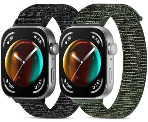 CHANRASI 2 pièces Nylon Bracelet Compatible avec Huawei Watch Fit 3 Femme/Homme,Bracelet Réglable de Sport pour Huawei Watch Fit 3