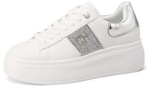 QUEEN HELENA Scarpe da Ginnastica Platform Sneakers con Strass Donna X31-12 (Argento, Sistema Taglie Calzature EU, Adulto, Donna, Numero, Media, 37)