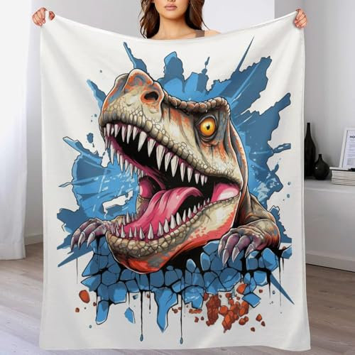 AAPZY Dinosaurier Flanell Fleece Decke, Kuscheldecken, Superweiche Leichte Flannel 3D Für Couch Bett Flauschige Wohndecke （130×150cm）