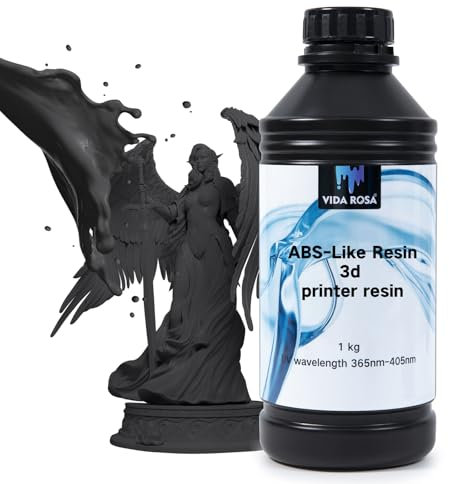 VIDAROSA ABS-ähnliches 3D-Drucker-Harz, 1 kg, LCD-Photopolymer-Harz für LCD/DLP-3D-Druck, Standard-UV-405 nm Härtungsharz, hohe Zähigkeit, hohe Präzision, Schwarz