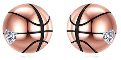 DAYLINLOVE Basketball Ohrringe S925 Sterling Silber Basketball Ohrringe Basketball Schmuck Geschenke für Frauen Basketball Liebhaber