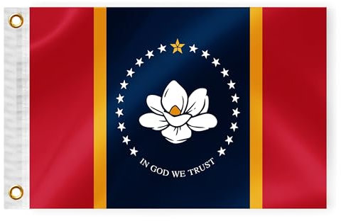 Mississippi State Boat Nautische Flagge, 30,5 x 45,7 cm, doppelseitig, 3-lagig, MS-Marine-Flagge, Nylon, kleine Yacht, Segel, Ponton, Boot, ATV, Fahrrad, LKW, Jeep, Motorradflagge, Messingösen,