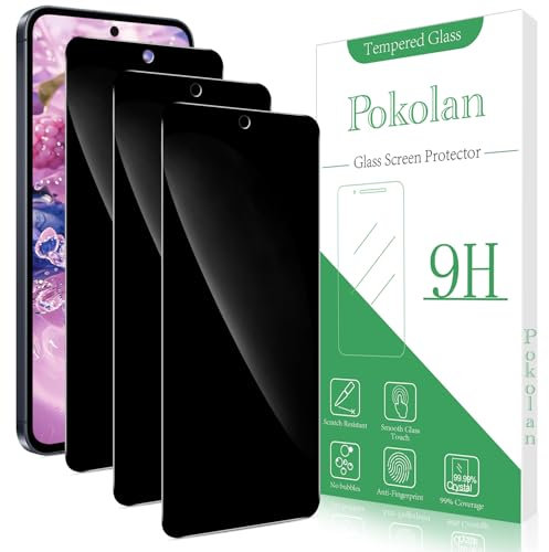 Pokolan 3 Stück Sichtschutz für Samsung Galaxy A56 5G Schutzfolie, Anti Spy, Glas Displayschutzfolie, Frei von Kratzern, 9H Härte, Blasenfrei, Ultrabeständig