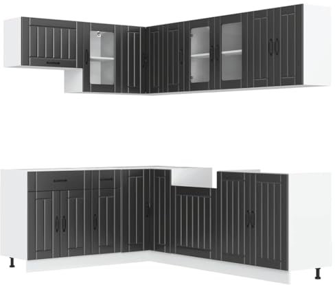 vidaXL 11-TLG. Küchenschrank-Set Lucca Schwarz Holzwerkstoff