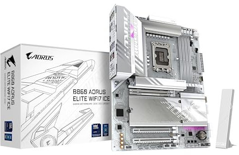 GIGABYTE B860 AORUS Elite WIFI7 Ice Placa Base - CPUs Intel Core Ultra, VRM de 14+1+2+1 Fases, hasta 9200MHz DDR5, 1xPCIe 5.0 + 2xPCIe 4.0 M.2, LAN 2,5 GbE, WiFi 7, USB 4