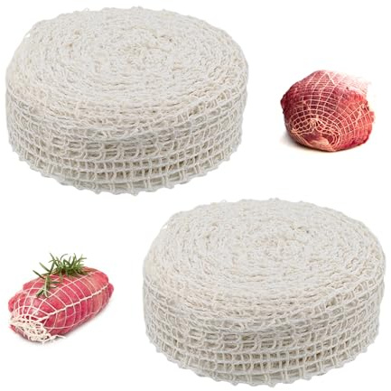 GIDWRIY 2 Stück Rollbratennetz Dehnbares,Fleischnetz,Räuchernetz,Siatka Do Wedzenia Szynki,Schinkennetz zum Räuchern,Rouladennetz,Kochnetz,Wurstnetz zum Aufbewahren Kaliber 16 Elastische 2 Meter
