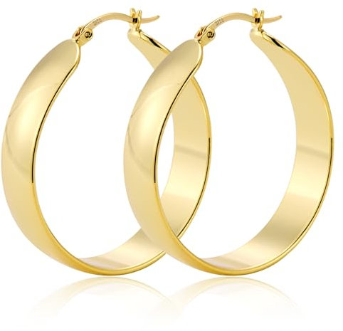 ALEXCRAFT Dicke Ohrringe Gold Groß Creolen 14K Goldene Ohrringe Damen Chunky Large Gold Hoop Earrings für Frauen Freundin Mama Mädchen 50MM