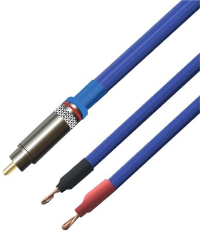 UDHBJEBQ Cable de Altavoz de subwoofer Activo, 2 Cables Pelados, Conector Macho a Cable de Audio único OFC Chapado en Oro, Amplificador(Blue,2m)