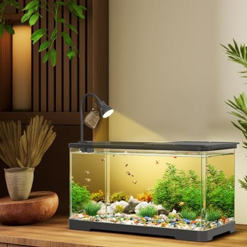 Zstar Tisch Betta Aquarium mit Licht und Sauerstoffversorgung, 18L Fischtank Aquarium Starter Set Dekoratives Aquaristik für Garnelen, Quallen, Goldfische