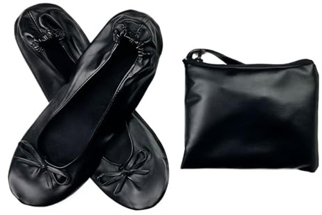 Zapatillas De Ballet Portátiles Plegables for Mujer Zapatillas Enrollables De Suela Blanda Zapatos Planos Cómodos Y Ancing for Viajes Bodas con BolsaZapatos Planos Plegables for Mujer Mujer Planos(Bla