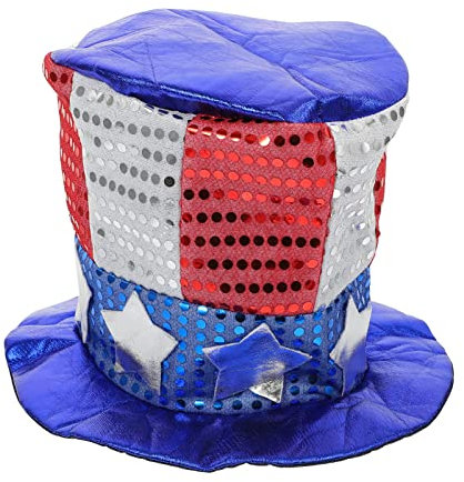 Gatuida Patriotischer Top Hut Nationalfeiertag Hochformat Hut Für Unabhängigkeitstag Feier Glitzernde Flagge Für Partys