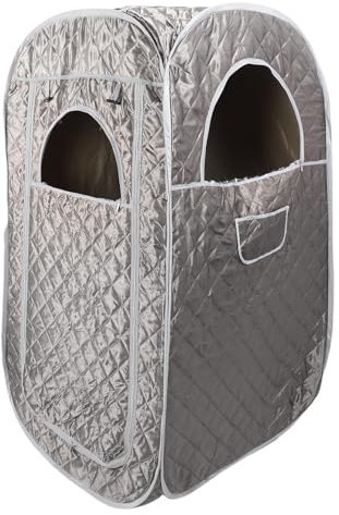 Fdit Boîte de Sauna Portable avec Chaise Pliante pour la Relaxation de la Maison, Tente de Sauna à Vapeur Complet Pliable, Télécommande de Machine à Vapeur 3L (Plug UE 220V)