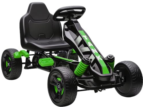 AIYAPLAY Kart à Pédales pour Enfants avec Roue Libre Frein 3 à 6 Ans Vert