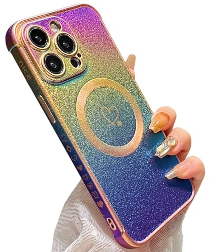 ZTOFERA Magnetic Heart Case for iPhone 13 Pro Max, Colorful | 6.7-Inch, [Compatible with MagSafe], Cute Love Heart Pattern, Flexible Soft Silicone, Protective Shockproof Bumper Cover