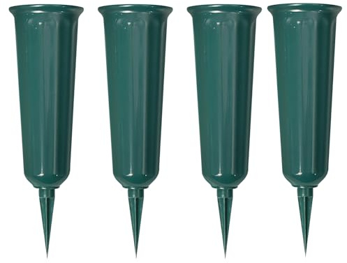 4er Grabvase, Grabvasen Blumenvase Kunststoff Grabschmuck Wiederverwendet Friedhofsvase Friedhof Vaseneinsatz Grabsteckvase Vase für Blumensträuße Grabvase zur Aufnahme von Blumensträußen