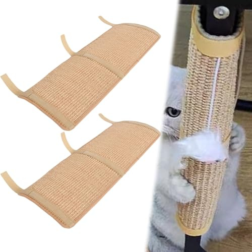 2 Pièces Tapis Griffoir Chat, Tapis Griffoir, 25 x 50 cm Griffoir Pied de Table, Tapis de Protection Anti-Rayures pour Chat pour Canapé, Meubles, Porte Protection Anti-Rayures Sisal Beige