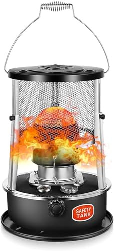MDybf Poêle à Kérosène Mobile Chauffage de Secours Chauffage à Huile à Mèche de Convection Extérieure Brûleur Radiant Noir 4,5 L for Patio d'hiver Camping Pêche