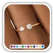 Aidenn Geburtsstein Ring Damen Gold Frauen Verstellbar 14K Vergoldet Zirkonia Ring mit Stein Offen Stapelring Statement Schmuck Geschenk