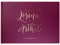 DeinWeddingshop Deluxe Hochzeitsgästebuch | Gästebuch zur Hochzeit personalisiert | Veredelung in Gold, Rosé-Gold, Silber oder Kupfer | A4 quer | Burgund, Inhalt mit Fragen