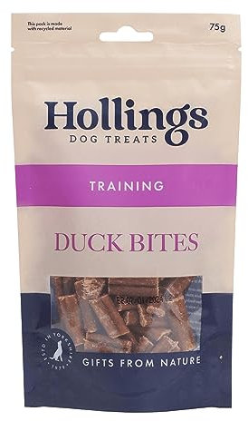 Hollings Duck Bites Dog Training Treats, Delicious Duck Treats for Adult Dogs, High in Protein & Made with 100% Natural Ingredients (75g)
