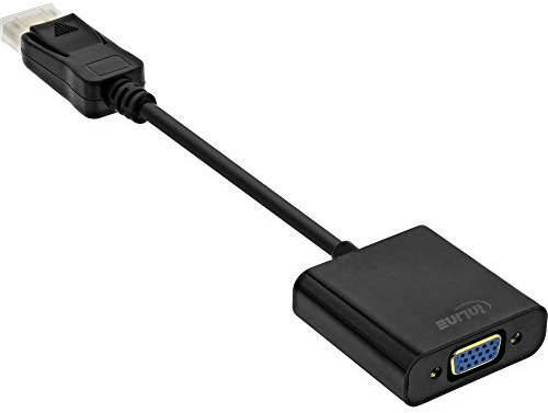 InLine 17197B Basic DisplayPort Adapterkabel, DisplayPort Stecker auf VGA Buchse, schwarz, 0,15m