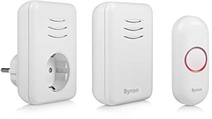 Byron DBY-22316 Funk-Türklingel-Set, 16 Melodien & bis zu 150 m Reichweite, bis zu 6 Klingeln anschließbar, 5 Stufen Lautstärke, Klingel