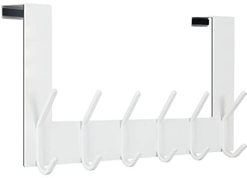 WEBI Appendiabiti da Porta,Acciaio Inox Attaccapanni da Porta,Gancio Porta,Appendino da Porta con 6 Ganci,4.5cm,Bianco