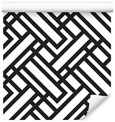 Wallepic 268968299 Papier Peint intissé Motif géométrique Noir/Blanc