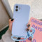 Hadwii Coque Compatible avec iPhone 12 Mini Coque avec Cordon de Collier Liquide Silicone Souple Étui intérieure en Microfibre avec Réglable Lanyard Case pour iPhone 12 Mini - Bleu Clair